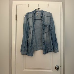 Pure Energy Medium Wash Denim Button Down Shirt